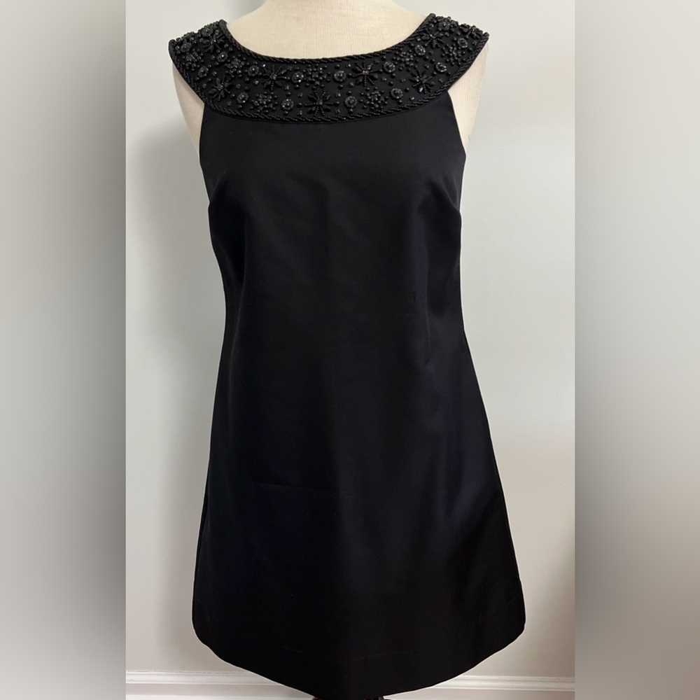 Shoshanna Beaded Neckline Sleeveless Dress
